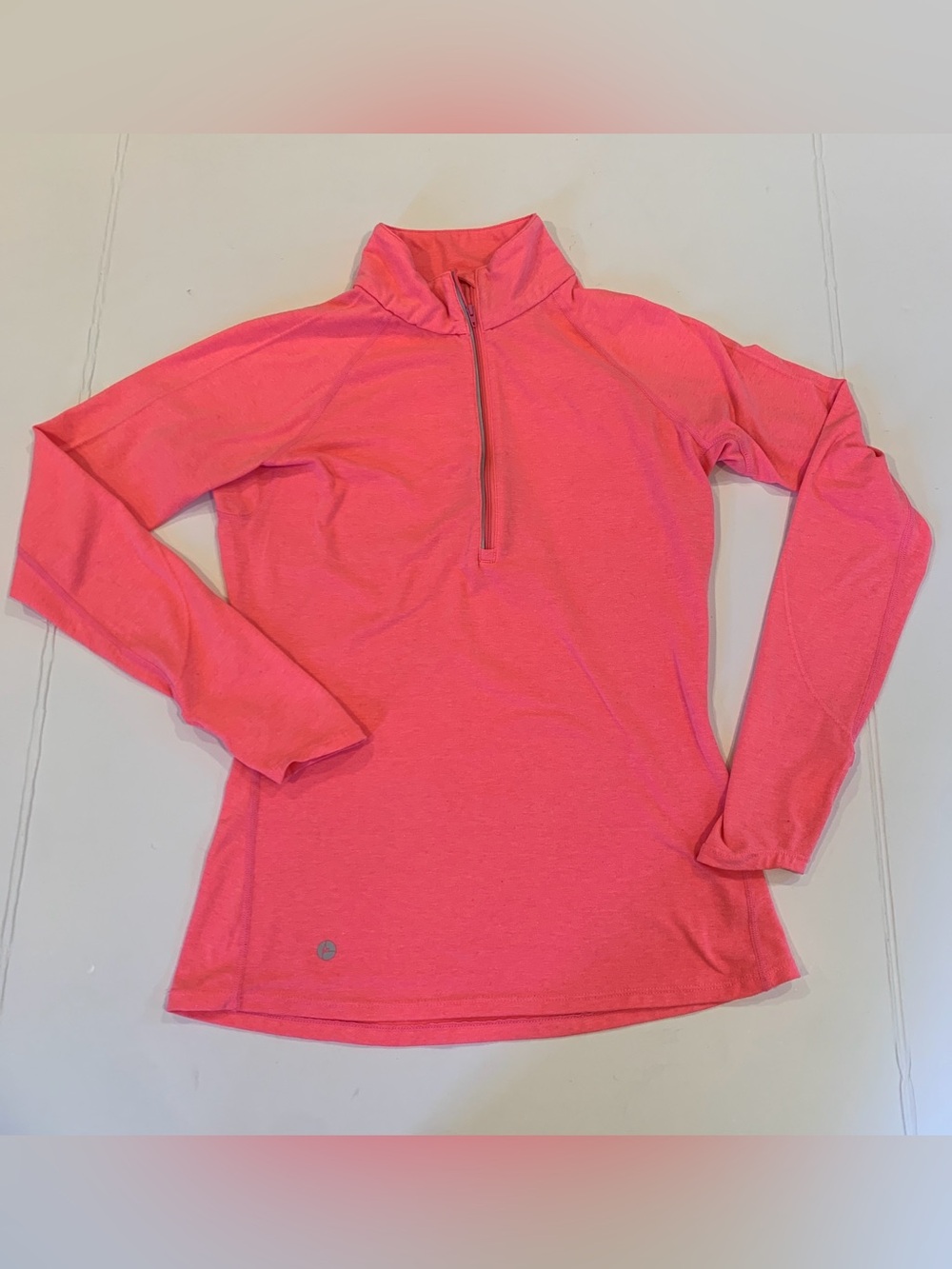 90 Degree Women’s Small Bright Neon Coral Pink Quarter-Zip Pullover Active Top